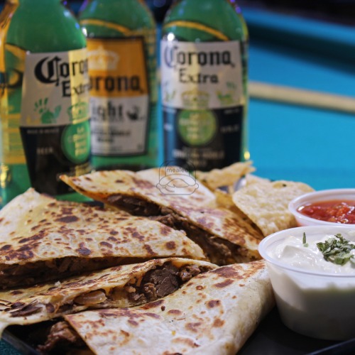 Grilled Chicken, Cheese, Tomato, Olives & Bacon Quesadilla